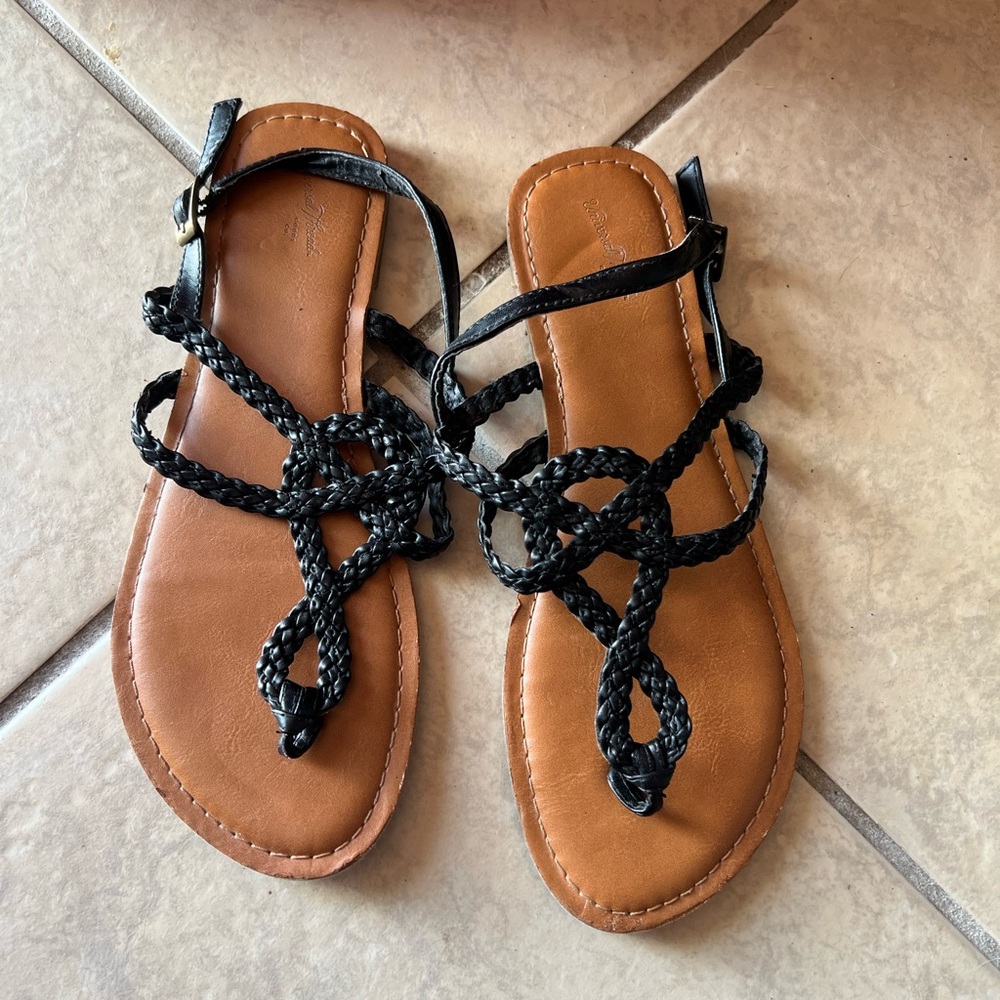 Women's Black Braided Sandals
